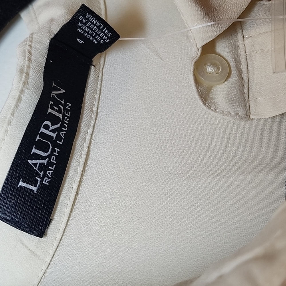Lauren Ralp Lauren Black Label Shirtdress Elegant Winter Cream Midi Dress SZ 4 - Picture 7 of 16